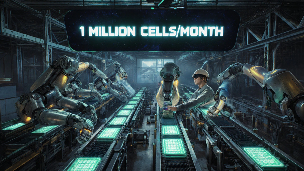 Robotics assembly line producing millions of solid-state battery cells per month.