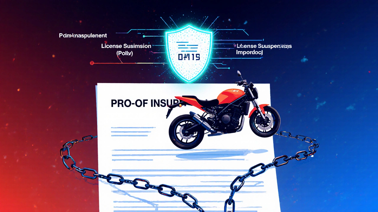Motorcycle protected by digital insurance shield as legal penalties fall away