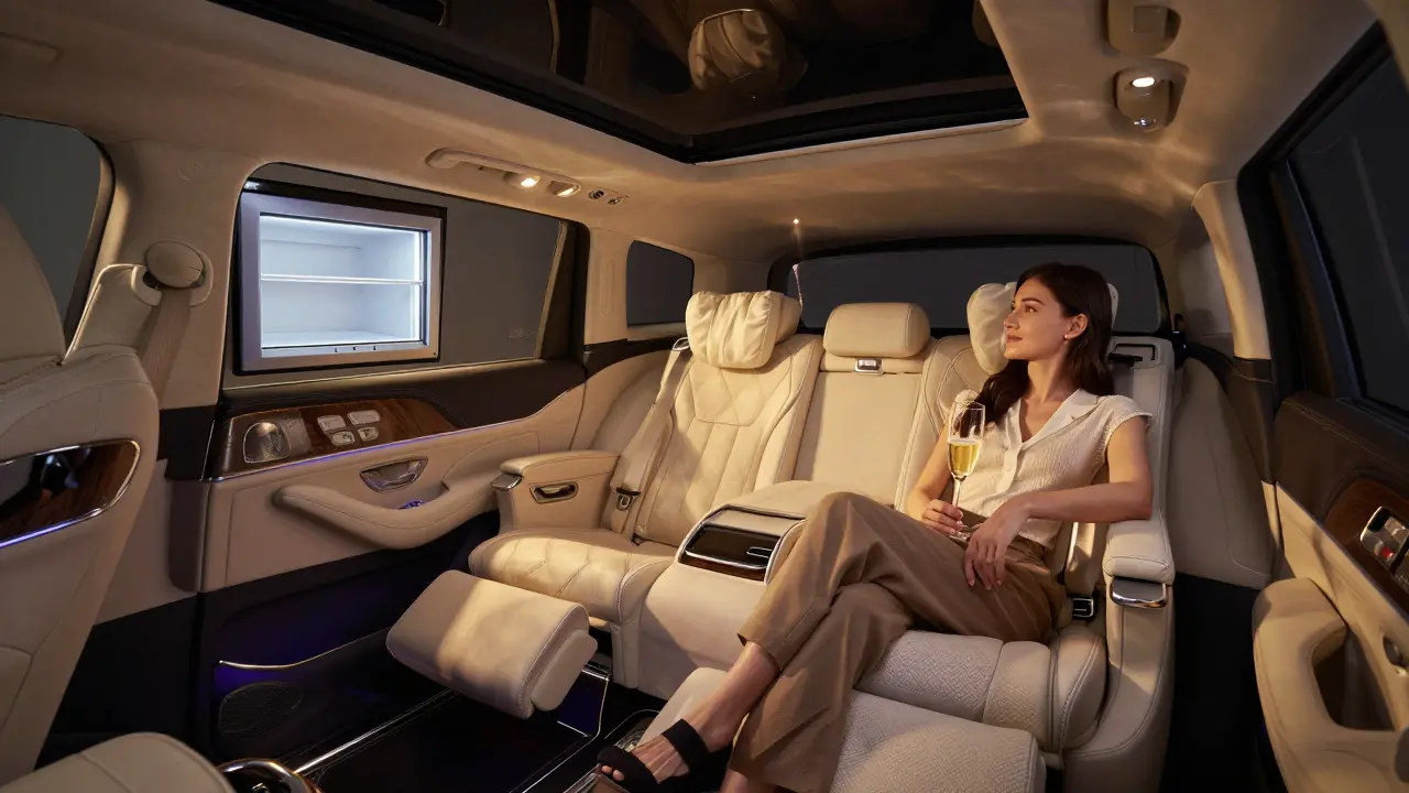 Mercedes-Maybach GLS rear seat with massaging seats and entertainment system